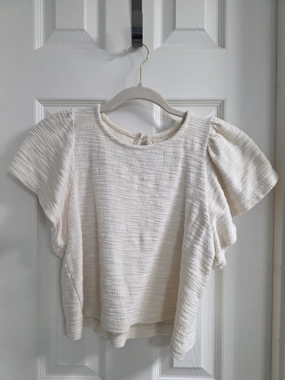 Madewell Women’s Cream Textured Flutter Sleeve Top